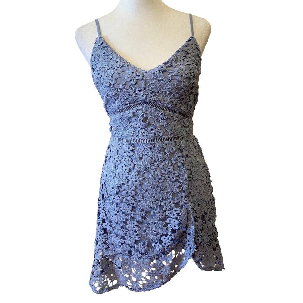 Abercrombie & Fitch Mini Dress Size S Blue Floral Lace‎ Smocked Fairy Y2K Boho